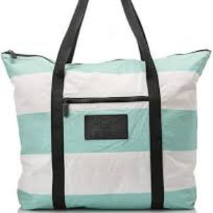 Aloha Collection Umbrella Stripe Zipper Tote in Pool